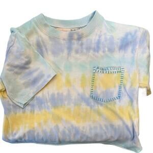 Vintage Havana Girls Tie Dye Crop Top Size 12/14 Blue/Yellow Hippie Coconut Girl